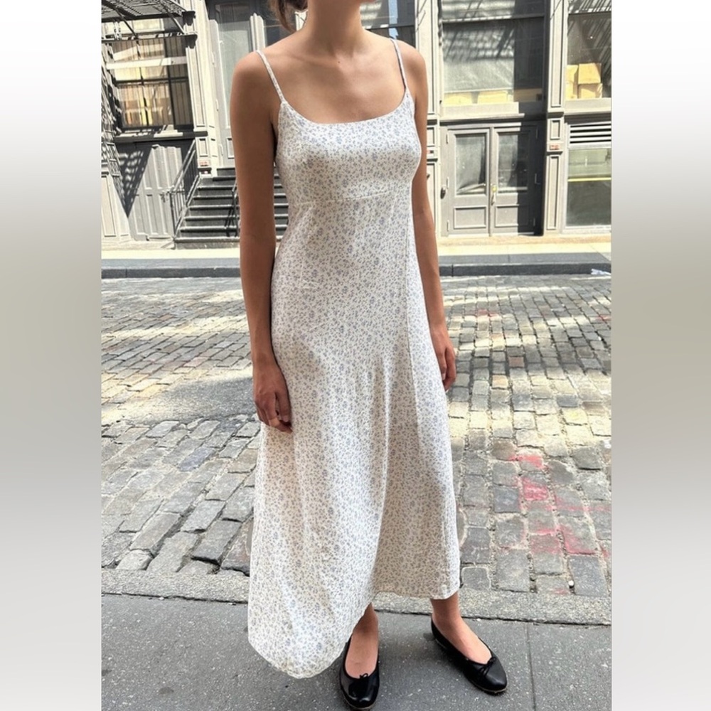 Brandy Melville blue floral Colleen slip midi dress